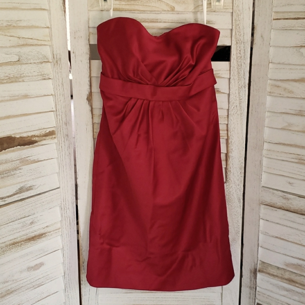 Da Vinci red satin strapless mini Bodycon dress